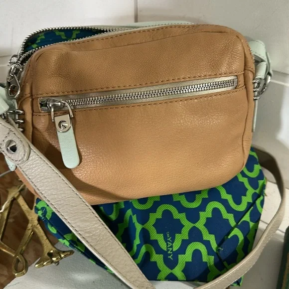orYANY leather crossbody bag/tan-blue-gray-orange new w/o tags - Picture 9 of 9